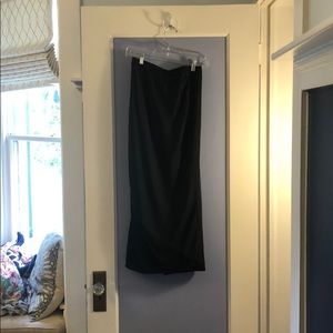 Roque black silk and cotton midi length skirt